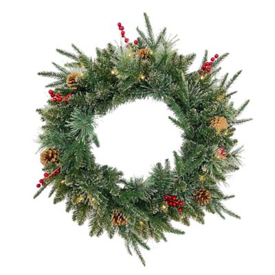 Bee &amp; Willow&trade; Classic 24-Inch Premium Christmas Wreath with Clear LED Lights