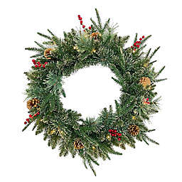 Bee & Willow™ Classic 24-Inch Premium Christmas Wreath with Clear LED Lights