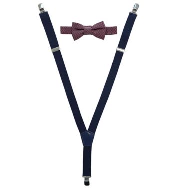 Rising Star Infant/Toddler 2-Piece Suspender and Bow Tie Set in Burgundy/Navy. View a larger version of this product image.
