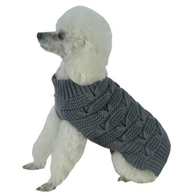 Pet Life&reg; Butterfly-Stitched Knit X-Small Dog Sweater in Dark Grey