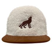 Addie &amp; Tate Sherpa/Microsuede Wolf Baseball Cap in Ivory/Brown