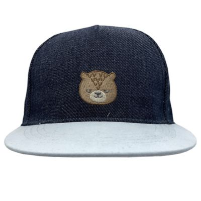 Addie &amp; Tate Canvas Bear Baseball Cap in Denim