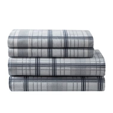 UGG&reg;  Flannel Queen Sheet Set in Ocean Plaid. View a larger version of this product image.
