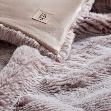 UGG&reg; Loren Faux Fur Throw Blanket in Bark Brown. View a larger version of this product image.