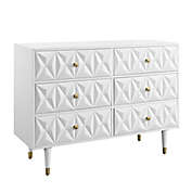 Shay Geo Texture 6-Drawer Dresser in White