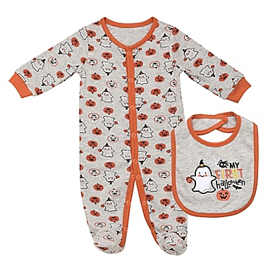 Baby Starters&reg; Size 3M 2-Piece My First Halloween Sleep and Play Footie and Bib Set. View a larger version of this product image.
