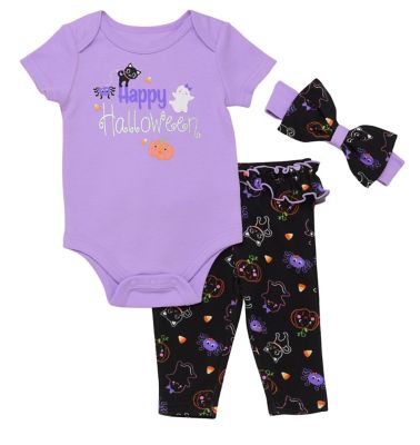 Baby Starters&reg; Size 3M 3-Piece Halloween Bodysuit, Leggings, and Headband Set in Purple
