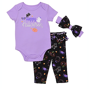 Baby Starters&reg; Size 12M 3-Piece Halloween Bodysuit, Leggings, and Headband Set in Purple. View a larger version of this product image.