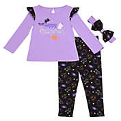Start-Up Kids&reg; Size 2T 3-Piece Happy Halloween Long Sleeve Top, Leggings, and Bow Set