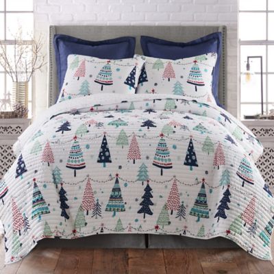 Levtex Home Pine Forest 3-Piece Reversible King Quilt Set in White