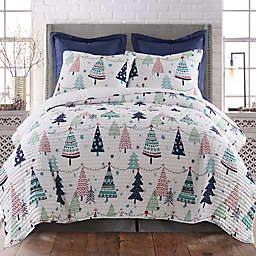 Levtex Home Pine Forest 3-Piece Reversible Full/Queen Quilt Set in White