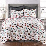 Levtex Home Santa Paws 3-Piece Reversible Full/Queen Quilt Set in White