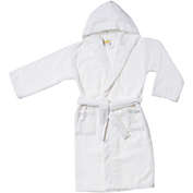 Kids Large Cotton Hooded Bathrobe in White
