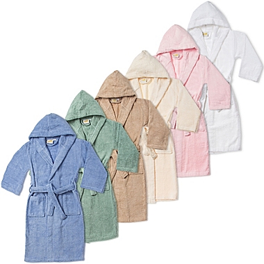 Kids Large Cotton Hooded Bathrobe in White. View a larger version of this product image.