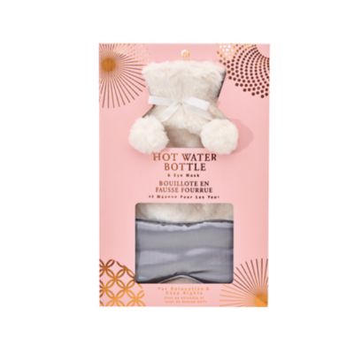 aroma home&reg; Faux Fur Hot Water Bottle and Eye Mask Set in Cream/Grey