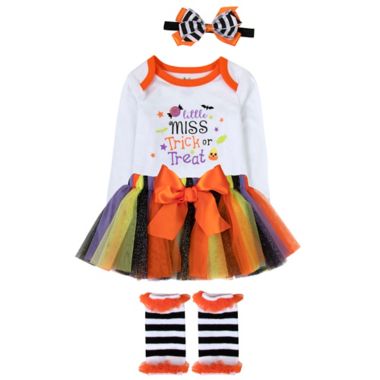 Baby Essentials&reg; Size 3-6M 4-Piece "Little Miss Trick or Treat" Bodysuit Set. View a larger version of this product image.