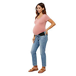 Motherhood Maternity® Small Luxe Side Ruched V-Scoop Maternity T-Shirt in Old Rose