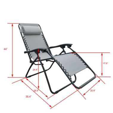 Simply Essential&trade; Outdoor Folding Zero Gravity Lounger Chair in Grey/Black. View a larger version of this product image.