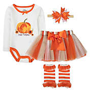 Baby Essentials Size 12-18M Hello Pumpkin 4-Piece Bodysuit, Tutu, Leg Warmer and Headband Set
