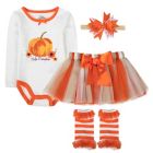 Alternate image 0 for Baby Essentials Size 0-3M Hello Pumpkin 4-Piece Bodysuit, Tutu, Leg Warmers, and Headband Set