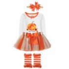 Alternate image 1 for Baby Essentials Size 0-3M Hello Pumpkin 4-Piece Bodysuit, Tutu, Leg Warmers, and Headband Set