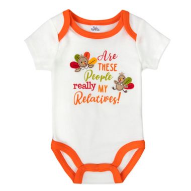 Baby Essentials Newborn Are These People My Relatives Bodysuit in White. View a larger version of this product image.