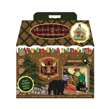 Bakery Bling&trade; Moose Lodge Gingerbread House in Green. View a larger version of this product image.