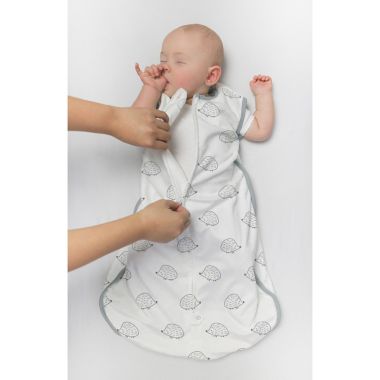 SwaddleDesigns&reg; Small zzZipMe&reg; Hedgehogs Fleece 2-Way Zipper Sleeping Sack in White/Black. View a larger version of this product image.