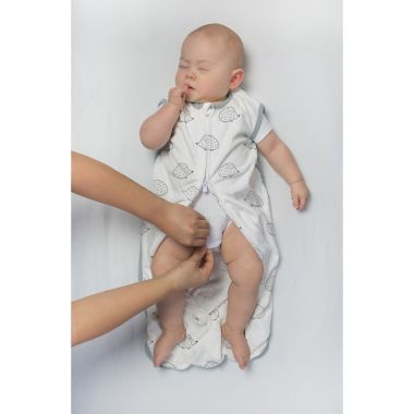 SwaddleDesigns&reg; Small zzZipMe&reg; Hedgehogs Fleece 2-Way Zipper Sleeping Sack in White/Black. View a larger version of this product image.