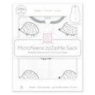 Alternate image 4 for SwaddleDesigns&reg; Small zzZipMe&reg; Hedgehogs Fleece 2-Way Zipper Sleeping Sack in White/Black