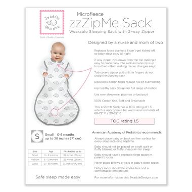 SwaddleDesigns&reg; Small zzZipMe&reg; Hedgehogs Fleece 2-Way Zipper Sleeping Sack in White/Black. View a larger version of this product image.