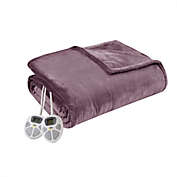 Serta&reg; Plush Heated Twin Blanket in Purple
