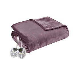 Serta® Plush Heated Queen Blanket in Purple