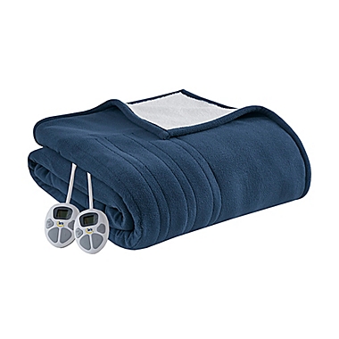 Serta&reg; Fleece to Sherpa Heated King Blanket in Blue. View a larger version of this product image.