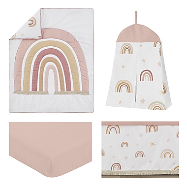Sweet Jojo Designs&reg; Boho Rainbow 4-Piece Crib Bedding Set in Pink/Taupe. View a larger version of this product image.