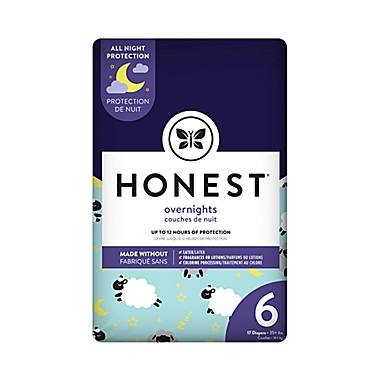 Honest&reg; Overnights Sleepy Sheep Pattern 17-Pack Size 6 Diapers. View a larger version of this product image.
