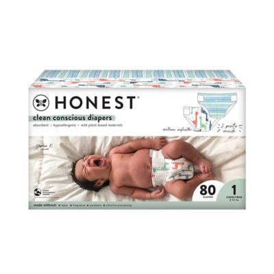Honest&reg; Tribal Pattern Size 1 80-Count Disposable Diapers in White