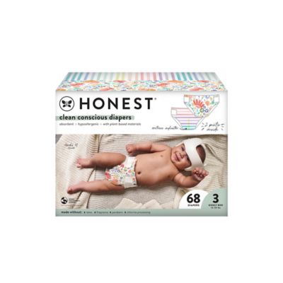 The Honest Company&reg; Size 3 68-Count Disposable Diapers in Rainbow Stripes/Flower Power