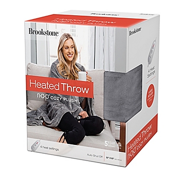 Brookstone&reg; N-A-P&reg; Heated Throw in Grey. View a larger version of this product image.