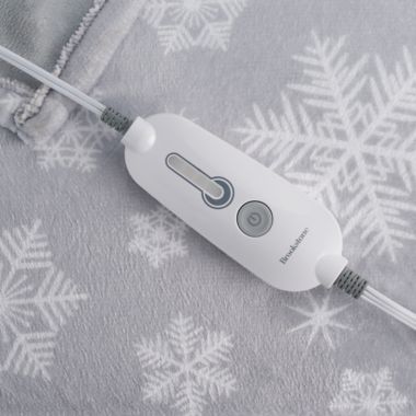 Brookstone&reg; n-a-p&reg; Heated Throw in Grey Snowflake. View a larger version of this product image.