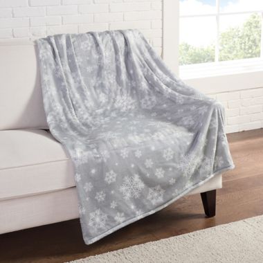 Brookstone&reg; n-a-p&reg; Heated Throw in Grey Snowflake. View a larger version of this product image.