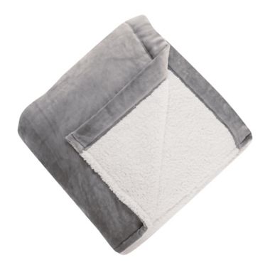 Brookstone&reg; N-A-P&reg; Reversible Heated Faux Sherpa Queen Blanket in Grey. View a larger version of this product image.