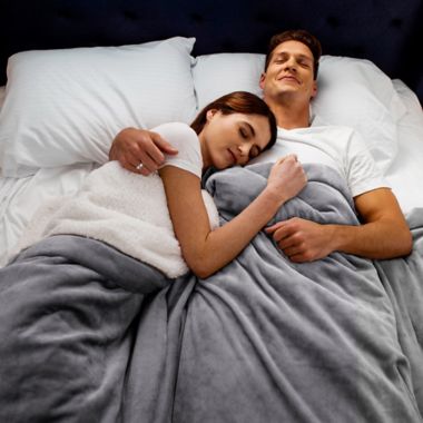 Brookstone&reg; N-A-P&reg; Reversible Heated Faux Sherpa Queen Blanket in Grey. View a larger version of this product image.