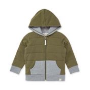 Burt&#39;s Bees Baby&reg; Organic Cotton Quilted Zip-Front Hooded Jacket in Herb