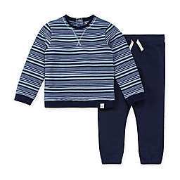 Burt's Bees Baby® Two-Tone Stripe Sweatshirt & Pant Set in Midnight