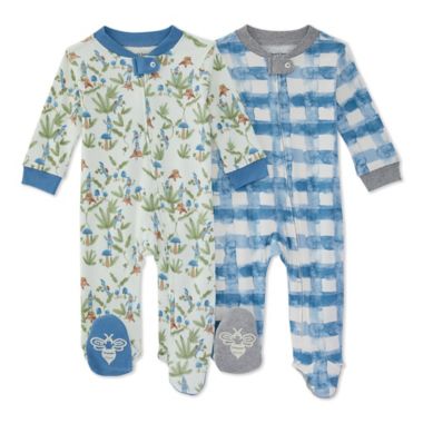 Burt's Bees Baby&reg; Size 0-3M 2-Pack Loose Fit With My Gnomies Sleep &amp; Play Footies. View a larger version of this product image.