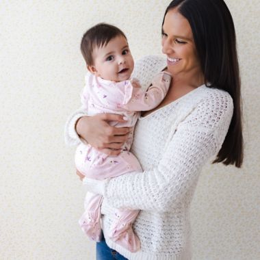 Burt's Bees Baby&reg; Newborn 2-Piece Sweet Petal Footed Jumpsuit and Hat Set in Dawn. View a larger version of this product image.