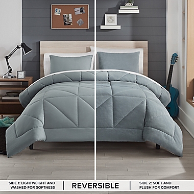 UGG&reg; Corey 2-Piece Reversible Twin/Twin XL Comforter Set in Ash Fog. View a larger version of this product image.