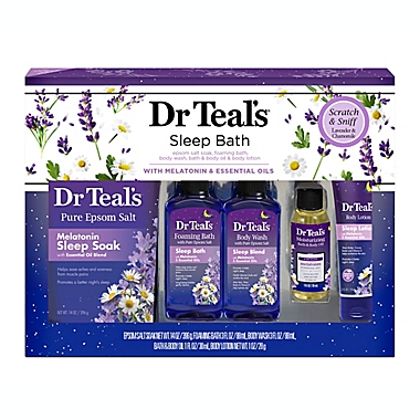 Dr Teal&#39;s&reg; 5-Piece Epsom Salt Sleep Bath Gift Set. View a larger version of this product image.