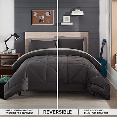 UGG&reg; Corey 3-Piece Reversible Full/Queen Comforter Set in Charcoal. View a larger version of this product image.